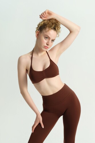 ETERNAL BLOOM KAHVERENGİ BÜZGÜLÜ BRA - Dossha