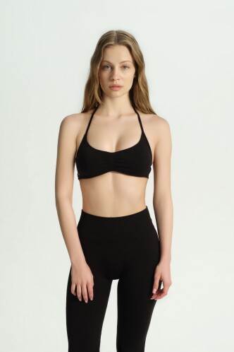 ETERNAL BLOOM SİYAH BÜZGÜLÜ BRA - Dossha